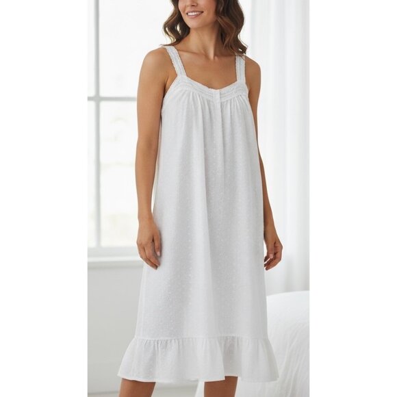 Willow Creek Vintage Cotton Eyelet Nightgown Cottagecore Prairie Ruffled Medium - Picture 6 of 10